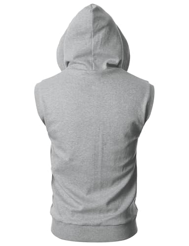 Image of Ohoo Mens Slim Fit Sleeveless Lightweight Zip Up Hooded Sweatshirt Vest Hoodie