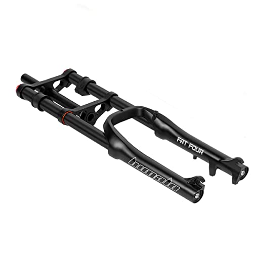 Mountainbike Gabel Fahrradfedergabeln 20 * 4.0 Fatbike-Vorderradgabel Downhill-Bike-Luftgabel Doppelschulter-Federweg 120 mm Manuelle Passform Mountainbikes/Schnee-/Strandfahrräder (Schwarz)