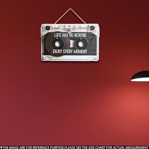 MDF Life Has No Rewind Wall Hanging | Made Up of 5 mm Sheet | Laser Cut with HD Quality Digital Print, Hard Bound Lamination (Size: 11.5 X 7.5 Inches, SB1)-Pine Wood;Jute