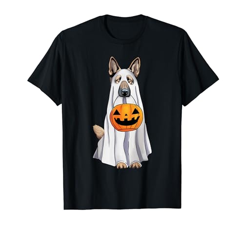 German Shepherd Dog Dressed As Ghost Halloween Costume T-Shirt