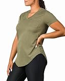 Picture of Epic MMA Gear Plus Size Womens V Neck Collar T Shirt | Summer Top With Chest Pocket (4X-Large, Army Green)