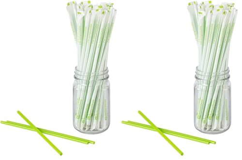 Pitillos desechables verdes 21 cm, pack de 100 miniatura 1