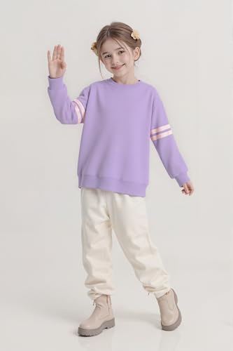 Image of SELINK Girls Big Kids Long Sleeve Striped Color Block Pocket Tees | Casual Loose Fit With Side Pockets,Soft Stretch Polyester Blend For Big Girls Daily&Back To School Wear
