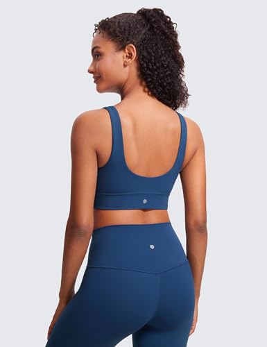 Image of CRZ YOGA Butterluxe U Back Sports Bras | Light Support, Removable Pads, Yoga, Extremely Soft, Longline, Scoop Neck, Wide Straps, for Women