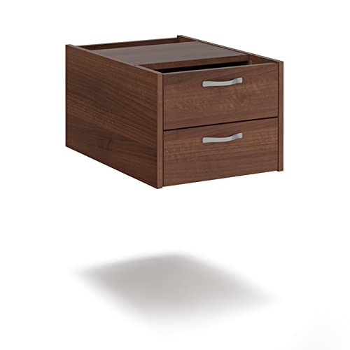 Image of Maestro 25 shallow 2 drawer fixed pedestal for 600mm deep desks, Walnut