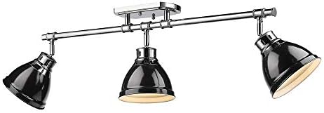 Golden Lighting 3602-3SF CH-BK Duncan Semi-Flush, Chrome with Black Shades