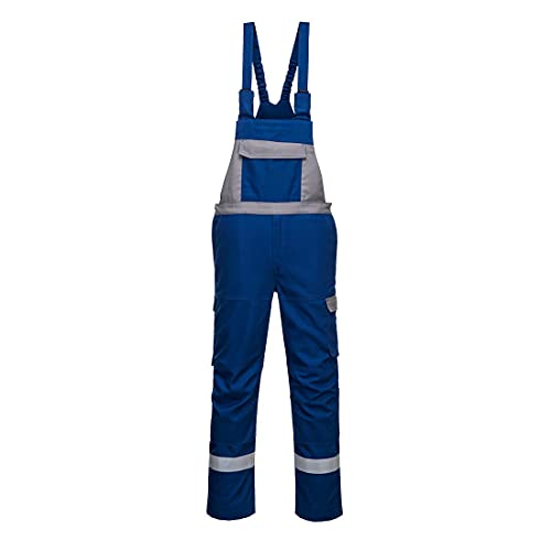 Portwest Bizflame Ultra Two Tone Bib & Brace, Trouser Length: Regular, Color: Royal/Grey, Size: XXL, FR07RBRXXL