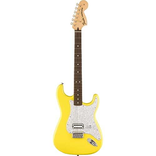 Fender Tom Delonge Strat RW Graffiti Yellow – Guitare Électrique - Les Beatles, Paul McCartney, John Lennon, RIngo Starr, George Harrison Fender Tom Delonge Strat RW Graffiti Yellow - Guitare Électrique – Image 3