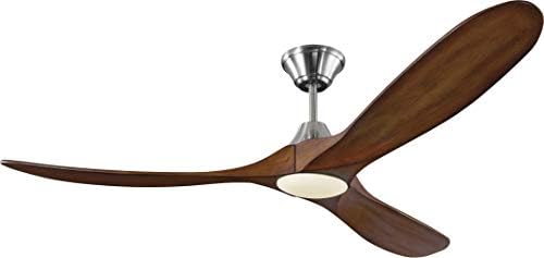 Monte Carlo 3MAVR60BSKOAD Maverick Modern Energy Star 60" Ceiling Fan with LED Light and Hand Remote Control, 3 Balsa Wood Blades, Brushed Steel