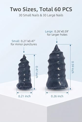 Image of 63 PCS Tire Repair Rubber Nails Kit with 2 Tubes of Black Tire Sealant Glue, Screw in Tire Plugs Set for Cars Motorcycles Trucks