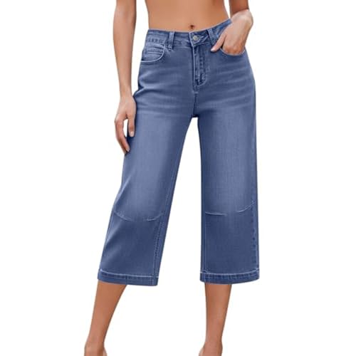 Pantalones vaqueros de verano informales estilo 3/4 holgados para paseos playeros