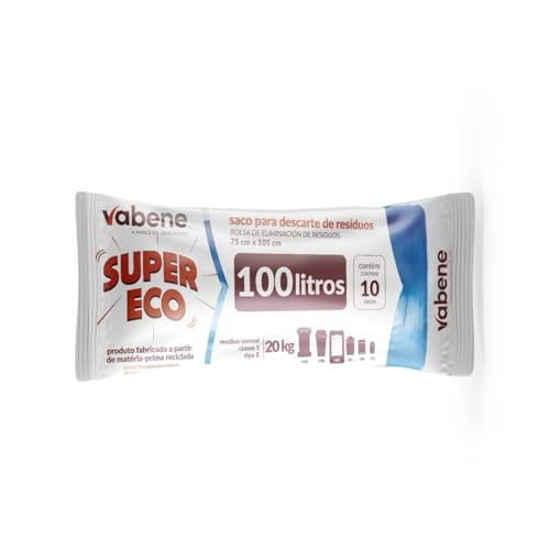 Saco Para Descarte De Resíduos Super Eco Azul 100L 10 unidades, Vabene