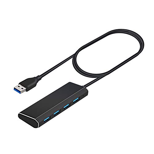 USB Hub 4 Port USB 3.0 Hub Ultra Slim Extra Leicht USB Verteiler Datenhub für MacBook Air/Pro/Mini, Windows Laptops und Ultrabooks mit