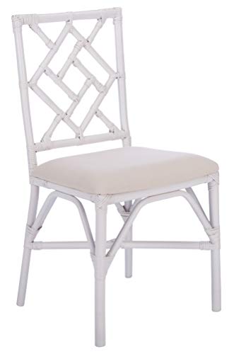 SAFAVIEH Furniture - Bhumi Rattan Accent Chair Set of 2-17.3' Seat Height - White - Rattan - Coastal...