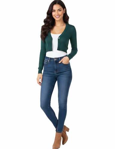 Image of Allsense Women's Cropped Bolero Shrug Cardigan | 3 /4 Sleeve, Button Down, Lightweight Knit Sweater