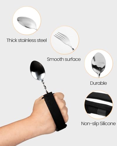 HoEase Bendable Adaptive Utensils for Elderly, Disabled People, Parkinson’s, Arthritis, Hand Tremors, Weak Hand Grip & Handicapped, Arthritic Hands-Non Slip Handles (Black) - Image 6