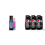 SodaStream E-Terra Sparkling Water Maker, Sparkling Machine & 1L BPA-Free Bottle, Retro Drinks Maker w. Quick Connect Co2 & Pepsi Max Syrup x 6 - Black