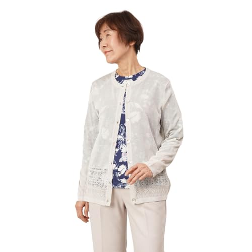 透かし編みニットカーディガン シニアファッション レディース 70代 80代 春夏 高齢者 服 おばあちゃん 誕生日 ミセス 女性 婦人 プレゼント ギフト