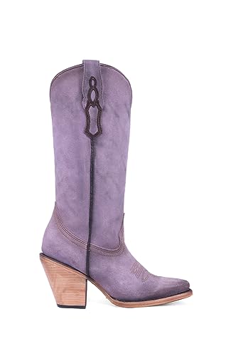 Corral Boots Womens Embroidered Snip Toe Casual Boots Mid Calf High Heel 3" & Up - Purple2