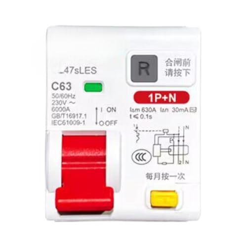 Disjoncteur 1P+N 63A pour tableau électrique domestique