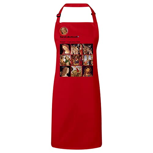 Tablier cuisine premium Botticelli rouge peinture Renaissance textile haute qualité