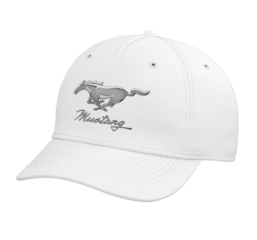Mustang Emblem Adjustable Printed Baseball Hat White