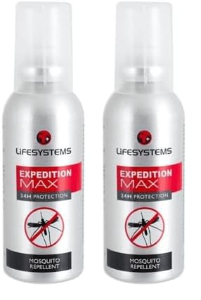 Lifesystems Insect Repellent Expedition Maximum DEET Pump Spray | Repels Mosquitoes, Biting Insects, Ticks | Up to 8hrs Protection, Ideal For Any Destination Including Jungle Tropics, Silver (Pack of 2)