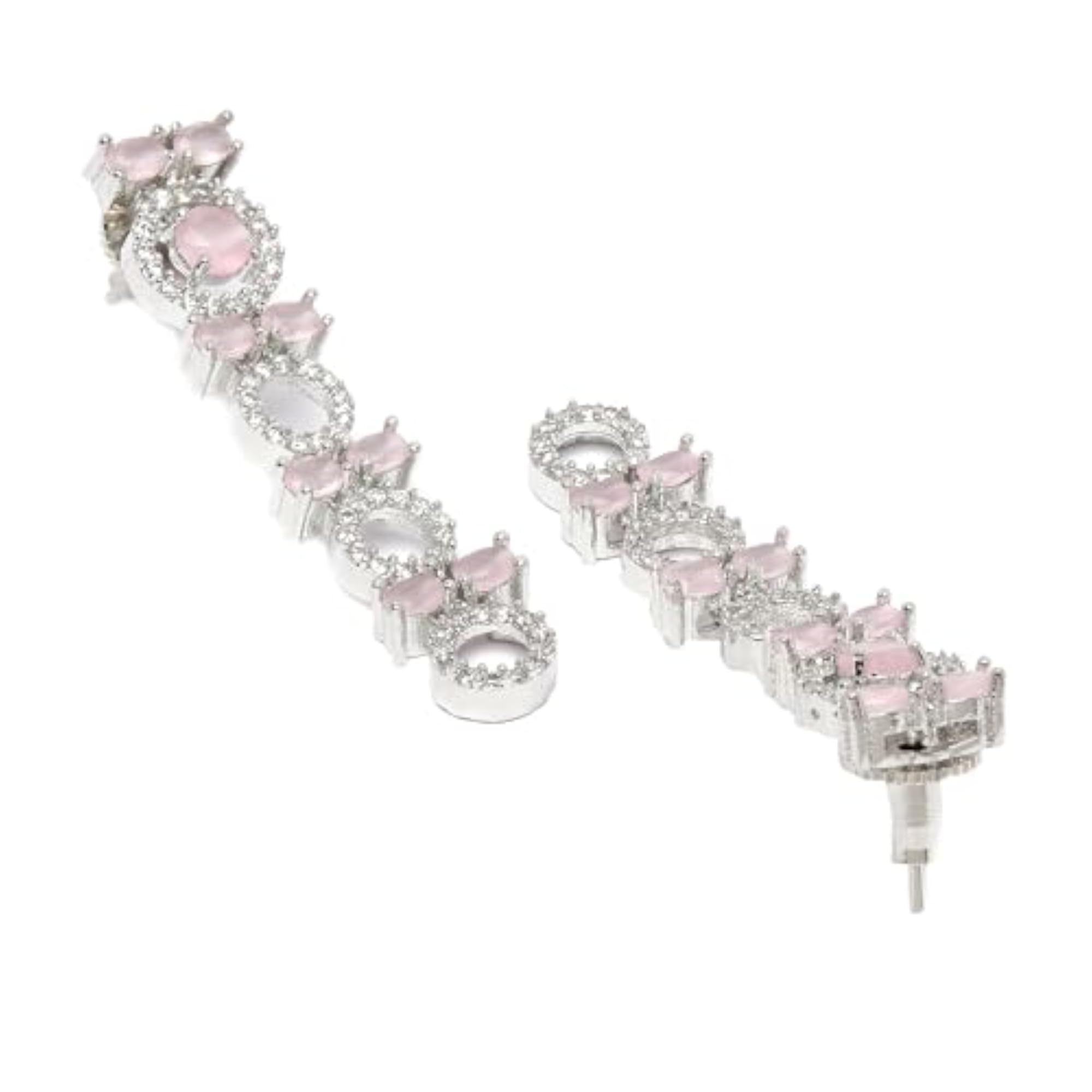 Circular American Diamond Necklace Earring Set