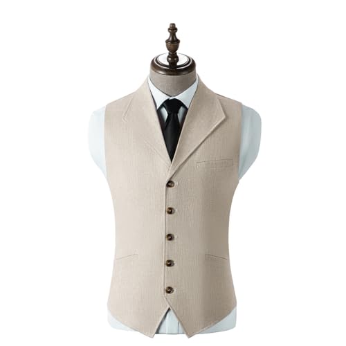Mens Linen Vest Lightweight Cotton & Linen Wedding Waistcoat Summer Casual Vest For Men4