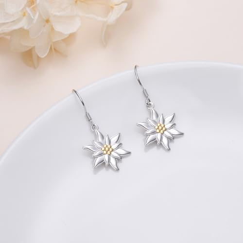 925 Sterling Silver Leverback Earrings Drop Dangle for Women Flower Jewelry Birthday Gift4