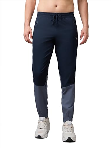 Image of TECHNOSPORT Mens Woven Regular Fit Activewear Joggers for Running, Gym, Sports and Regular Use Stretchable, Colorblock and Antimicrobial