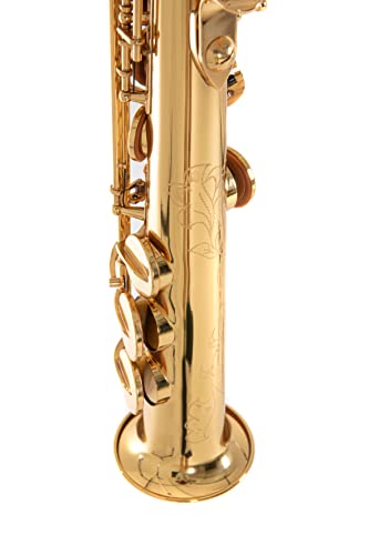 Roy Benson Bb-Sopran Saxophon SS-302 (gerades Design mit optionalen geraden & gebogenen RND S-Bögen, hoch F#-Klappe & H/B-Wippe, PISONI Polster, leichtes Rechtecketui, praktische Rucksackfunktion)