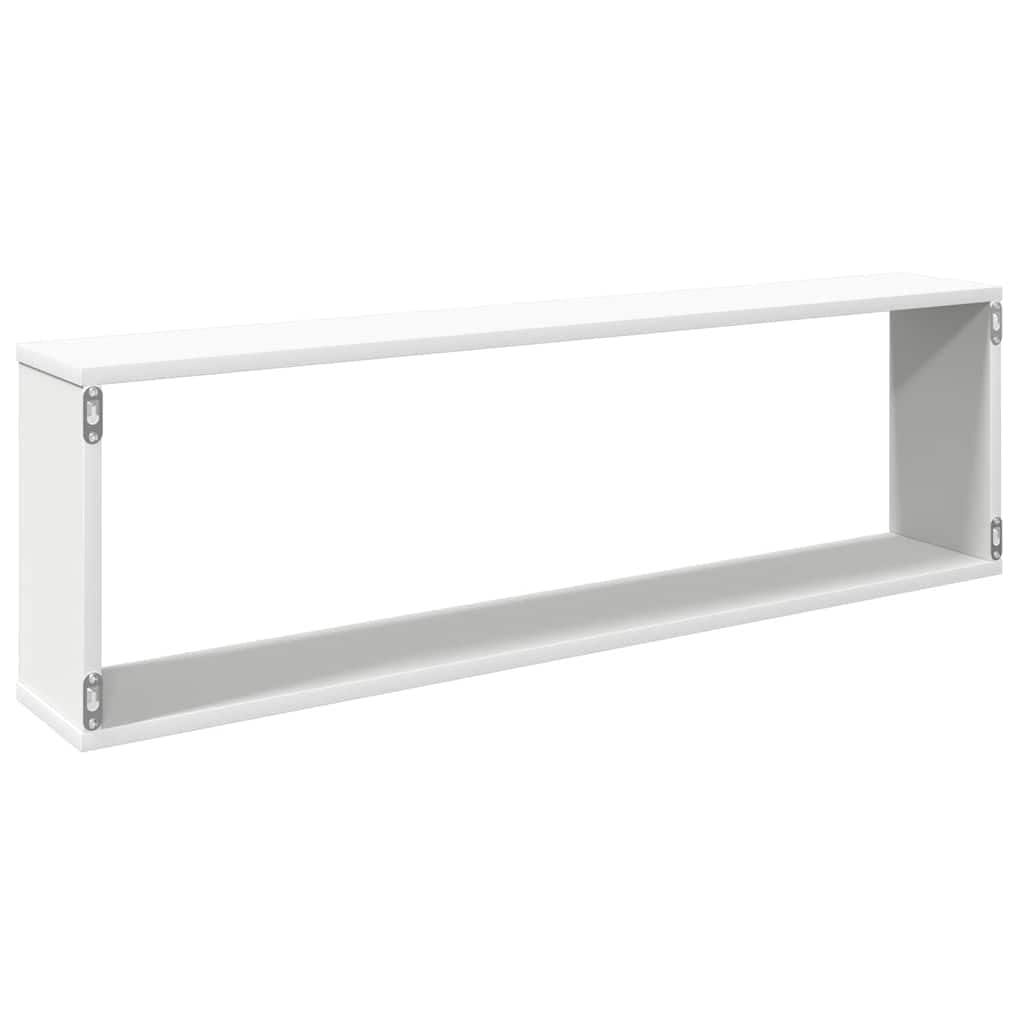 Mensole a Muro a Cubo 2 pz Bianche 100x15x30 cm in Multistrato | Design modulare salvaspazio per soggiorno o studio, ideale per esporre libri e decorazioni su pareti moderne.