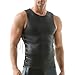 DTODWW Men's Faux Leather Vest Sleeveless Undershirt Tank Top Shirt Round Neck Undershirt Clubwear Black