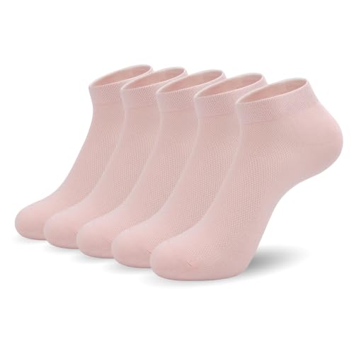 Image of SERISIMPLE Thin Ankle Socks for Women Viscose Bamboo Mesh Breathable Lightweight Low Cut Socks Cool Casual Comfort 5 Pairs