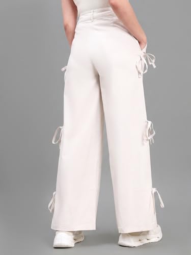 Image of GO COLORS Mostlysane Collection Cotton Pleated Pants Full Length for Women | Mid Rise, Baggy Fit, Solid