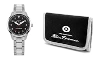 Ben Sherman Kids Watch and Wallet Gift Set, Kids Wristwatch with Black Dial and Stainless Steel Bracelet with Matching Wallet BSK005BSMG - 2 Year Warranty