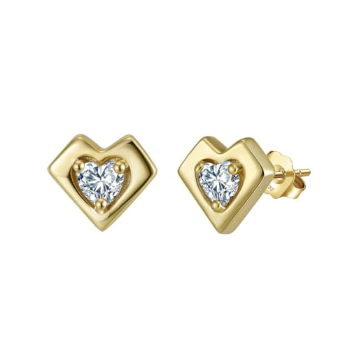 Boucles d'oreilles cœur en argent et moissanite pour femme