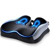 Ergonomic Car Seat Cushion, Memory Foam Seat Cushion for Hemorrhoid&Tailbone Pain Relief&Long Sitting Comfort, Portable Office Chair Cushion with Adjustable Strap for Driving/Gaming/Office/Home/Travel