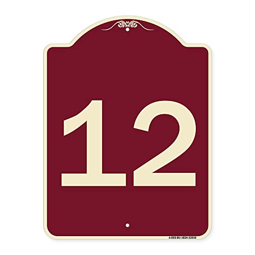 SignMission Designer Series Sign - Sign with Number '12 | Burgundy 18" x 24" Heavy-Gauge Aluminum Architectural Sign | Protect Your Business & Municipality | Made in The USA