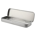 Lotsdonxia Metal Hinged Tin Box Multi Use Organiser for Pens, Makeup Brushes, Travel Essentials (Silver, Compact 20.2x6.3cm)