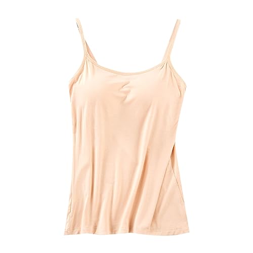Spaghetti Strap Tank with Built in Bra for Women Workout Soft