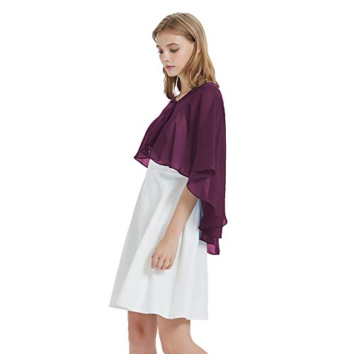 Olyrjie Women'S Chiffon Shawl Wraps Evening Dresses Shrugs With Button Down Plum thumb #5