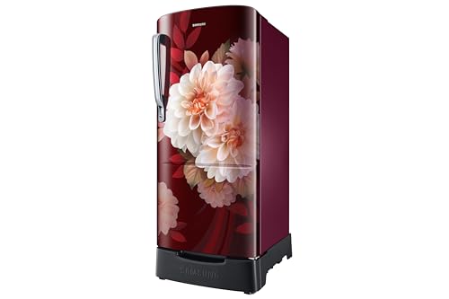 Image of Samsung 183 L, 5 Star, Digital Inverter, Direct-Cool Single Door Refrigerator (RR20F2825BR /NL, Begonia Red, Base Stand Drawer)