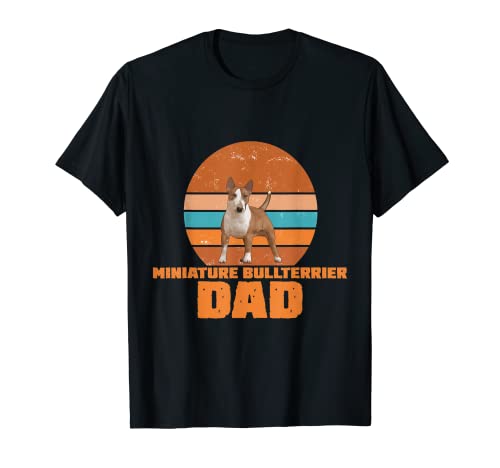Homem Miniauture Bullterrier Dad Bull terrier miniatura pai t-shirt, Preto