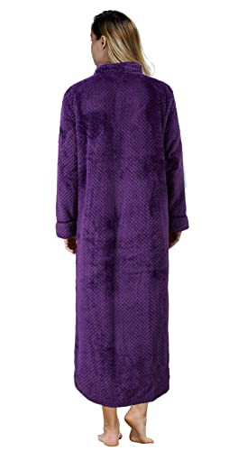 Soojun Women's Waffle Fleece Soft Zip Up Front Bathrobe4