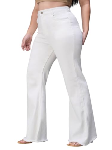 Image of Miss Chase A+ Women's Wide-Leg Mid Rise Regular Length Blast Effect Denim Jeans