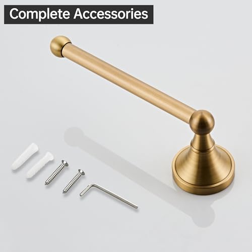 BRASEEY Brass Toilet Paper Holder Towel Ring, Antique Brass Towel Holder Toilet Paper Roll Holder, Rustic Towel Rack Bathroom Accessories Set Hardware 2 Pieces Farmhouse Wall Mounted by BRASEEY - Used condition - Image 7