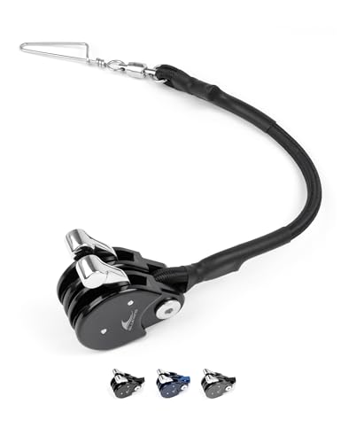 BLUEWING Blue Water Outrigger Line Lock PRO Hard-Anodized Aluminum Alloy Halyard Lock Pulley, Double Black