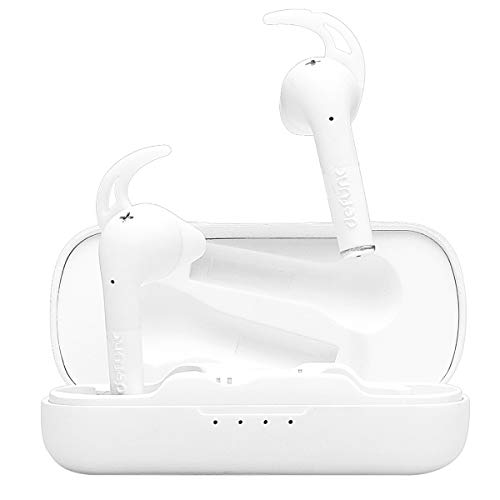 Defunc True Plus - Cuffie senza fili Bluetooth 5.0 con custodia di ricarica senza fili IPX4, cuffie stereo impermeabili, microfono integrato, USB-C carica ENORME durata della batteria di 35 ore